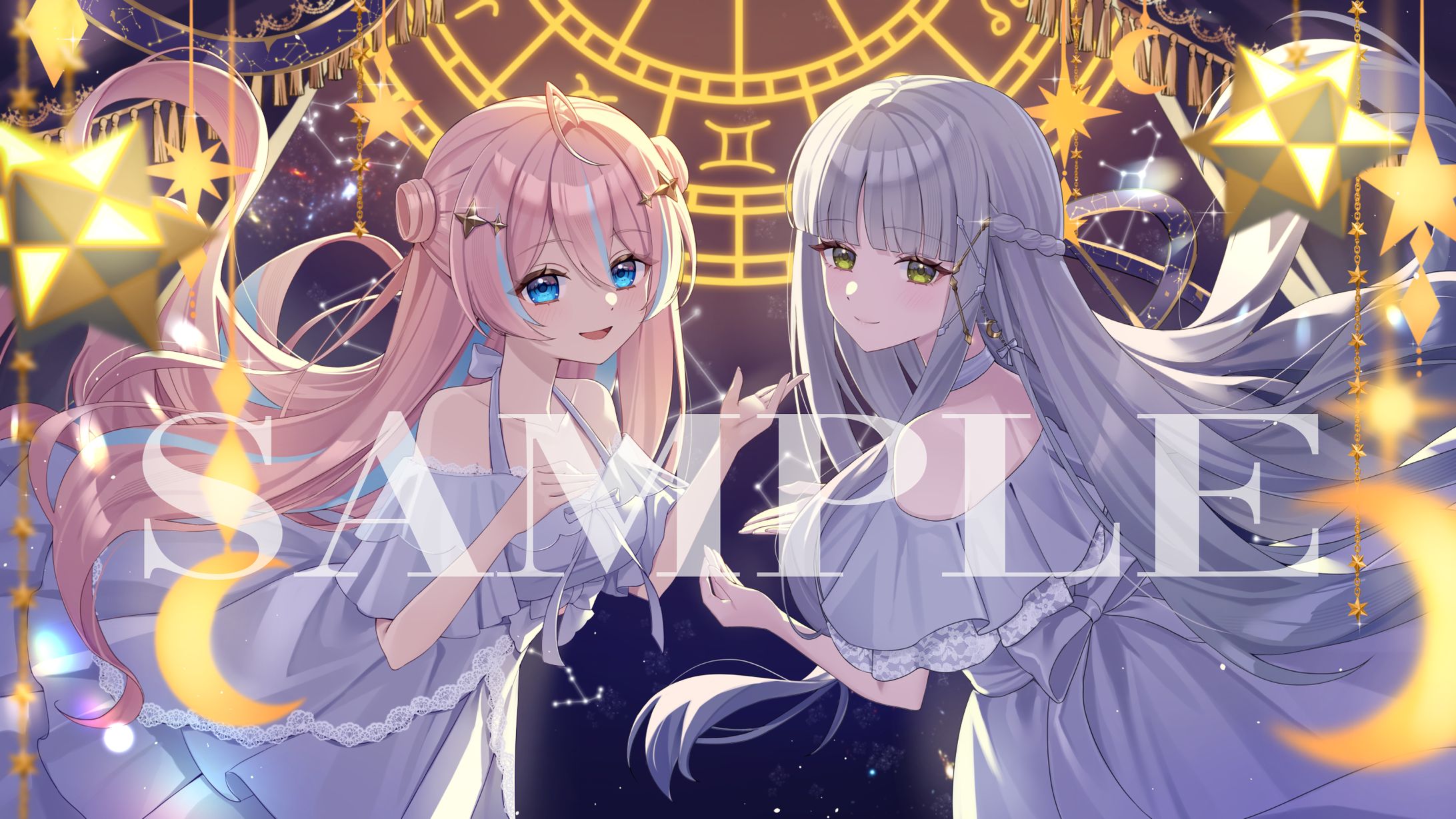 株式会社アナログ様　ハコネクト所属 星ノ音コロン様/華糖シェリー様 『フタリボシ』歌ってみたイラスト-1