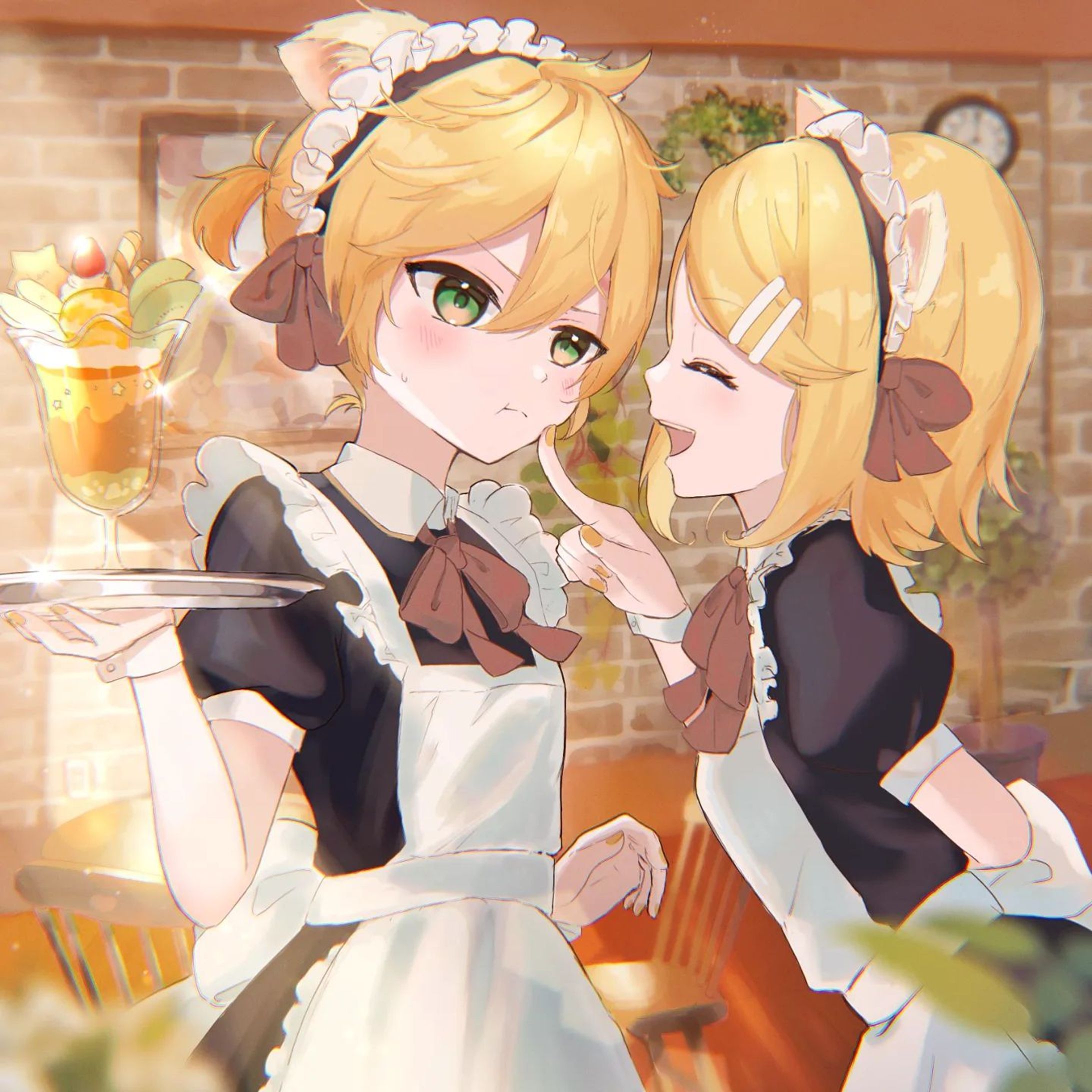 #kagamine  #kagaminerin  #kagaminelen  #鏡音  #鏡音リン  #鏡音レン  #猫耳  #メイド  #女装  #maid  #crossdressing  #art  #illustration  #イラスト  #お絵描き好きな人と繋がりたい ⁡
⁡久しぶりの投稿です！猫耳×メイド喫茶の鏡音🐱🎀-1