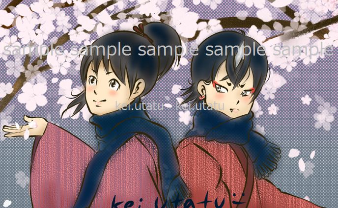 桜と桃太郎と赤鬼とマフラー　