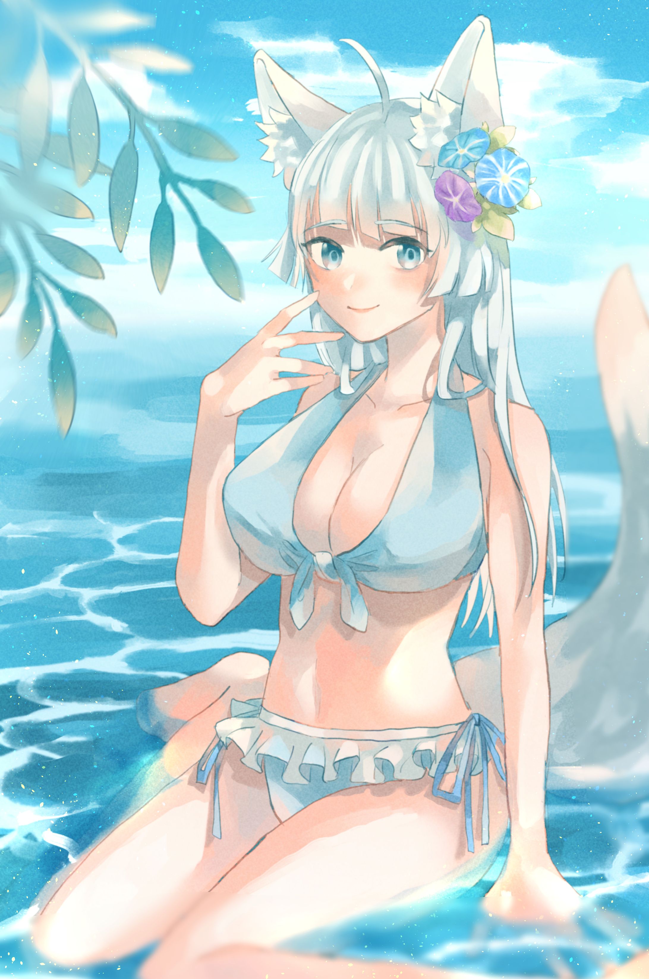 水着白狐娘-1