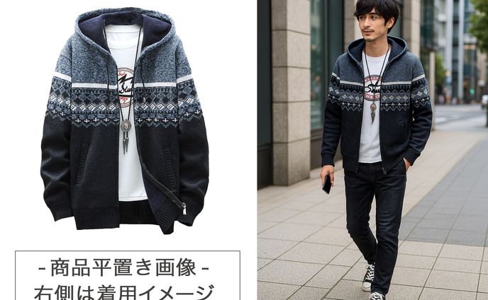 AI生成モデル・メンズパーカー着用イメージ画像（提案）