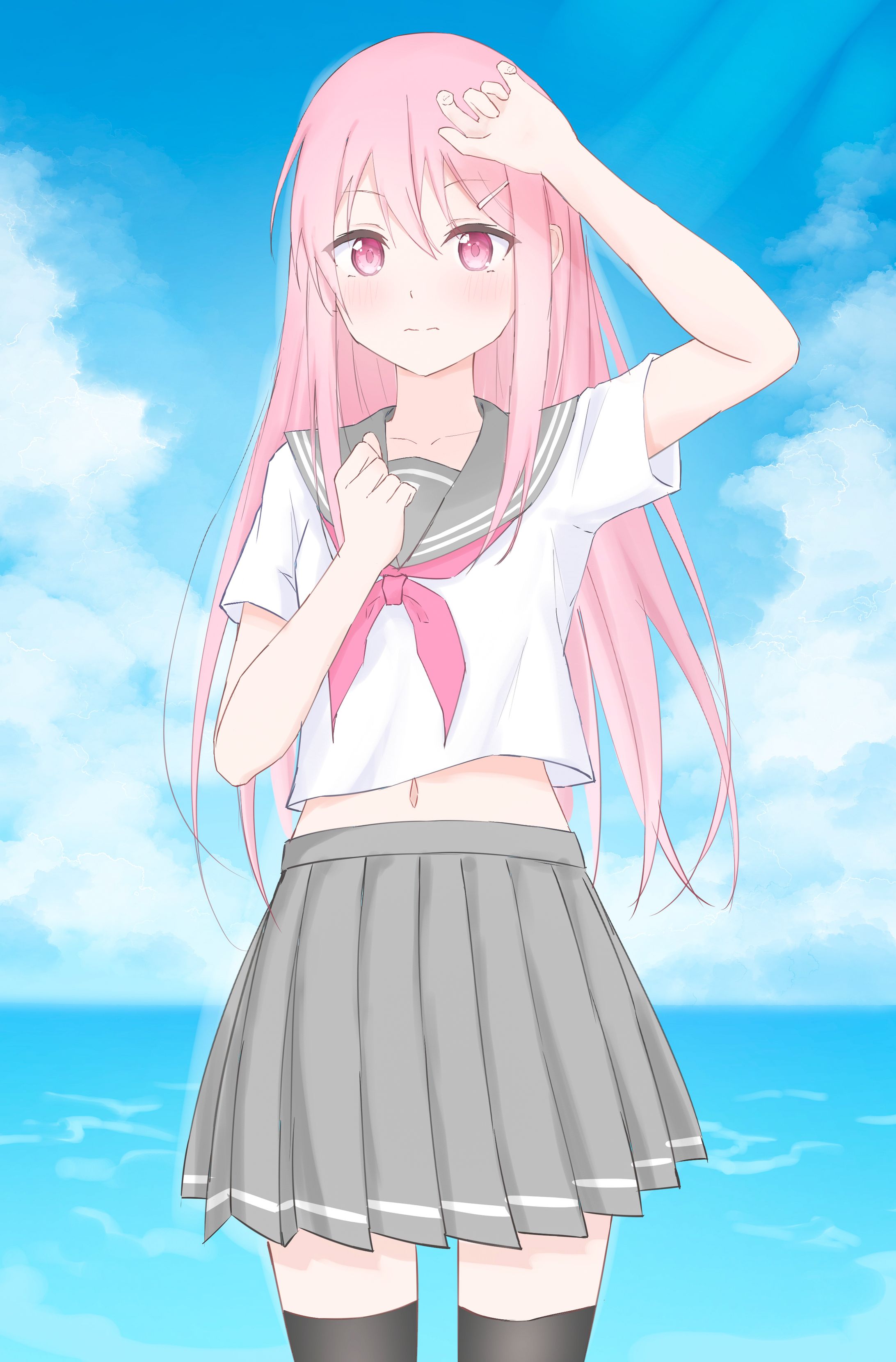 セーラー服 へそチラ-1