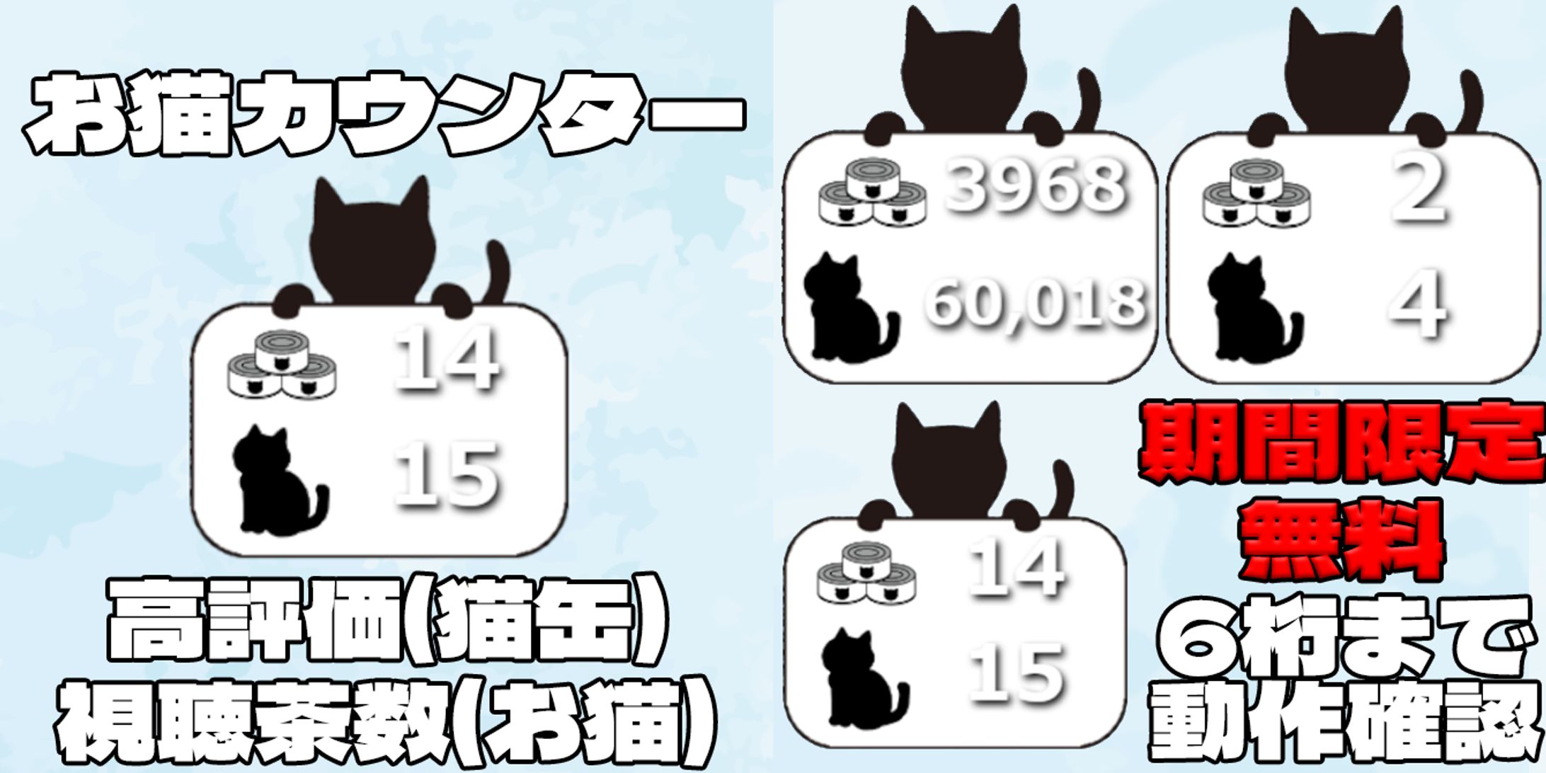 booth販売中「お猫看板「高評価/視聴者数」カウンター」-1