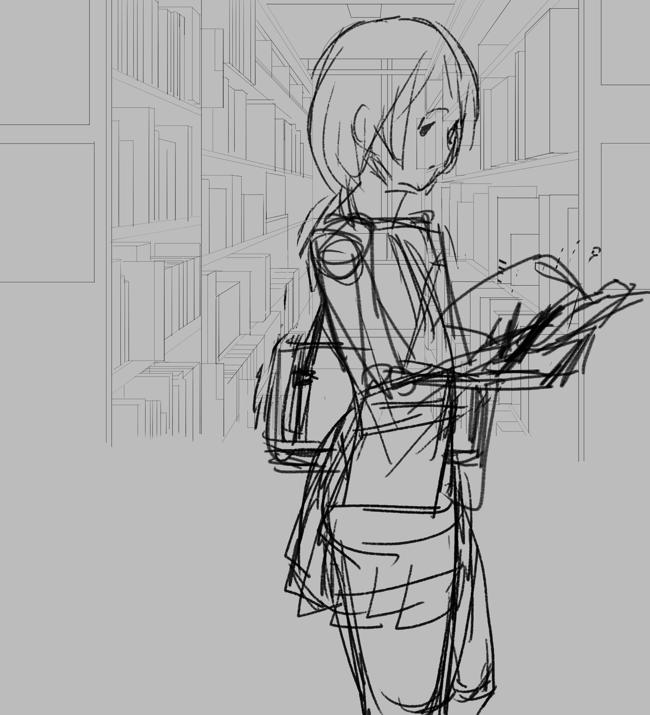 ラフとパース線画