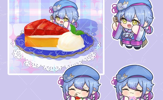 【commission】彩葉うた様 デフォルメイラスト (2頭身) 背景あり