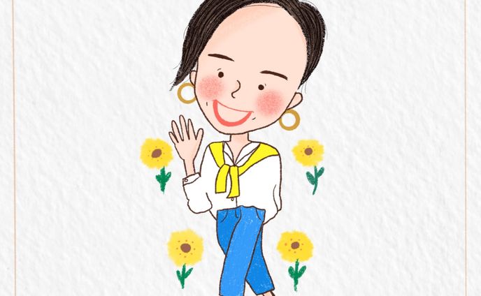 起業ママのコーチ新田真理さまの似顔絵制作