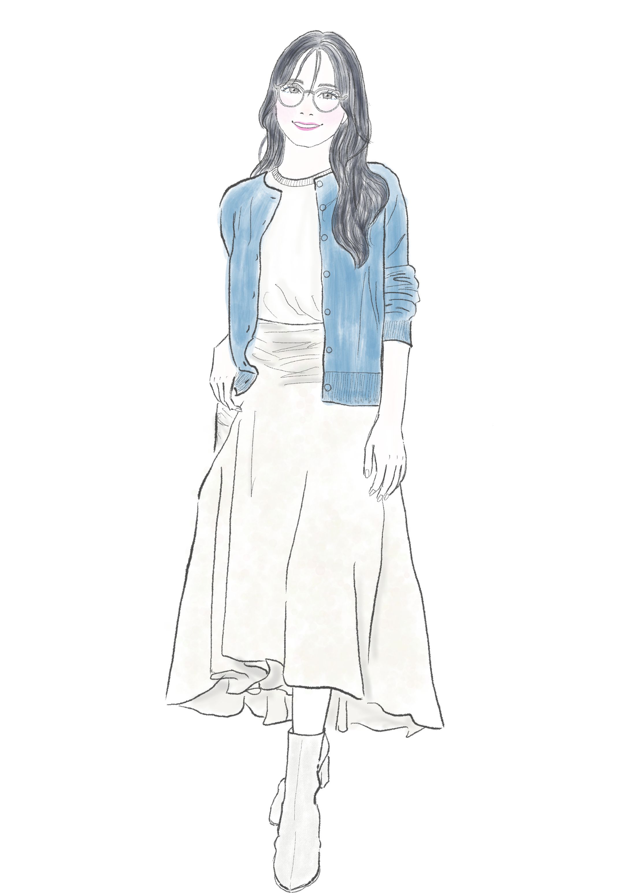 水色カーデ×白色爽やか女性　ブライトサマー-1