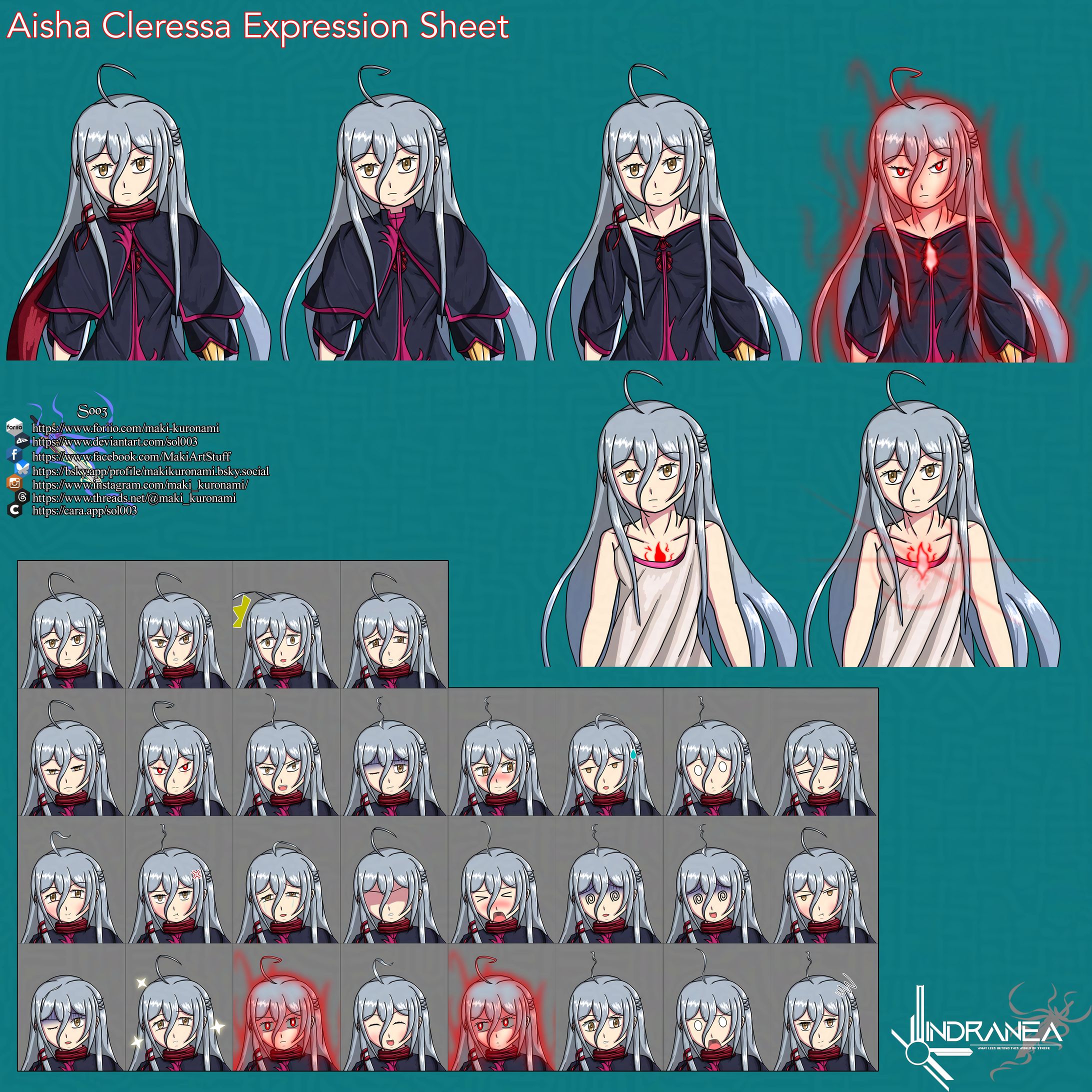 [OC] Aisha Cleressa Portrait & Expression Sheet 2025-1