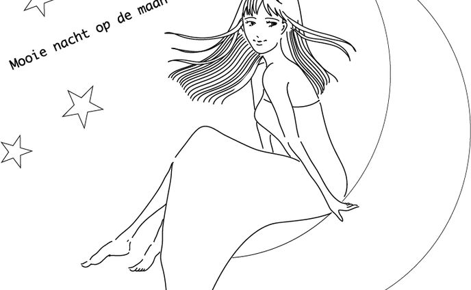 a girl with a moon