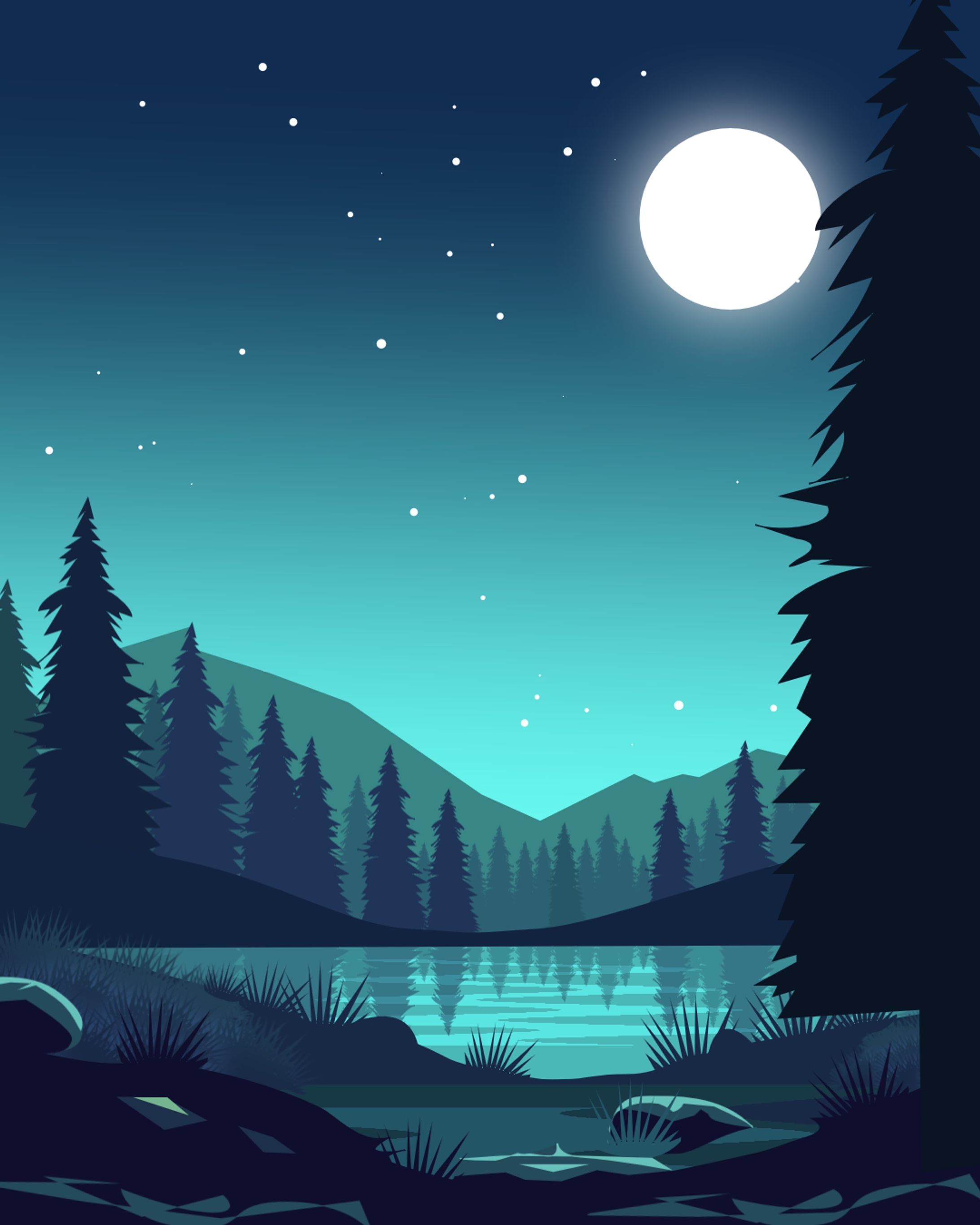 Art 01 - Lake at night-1