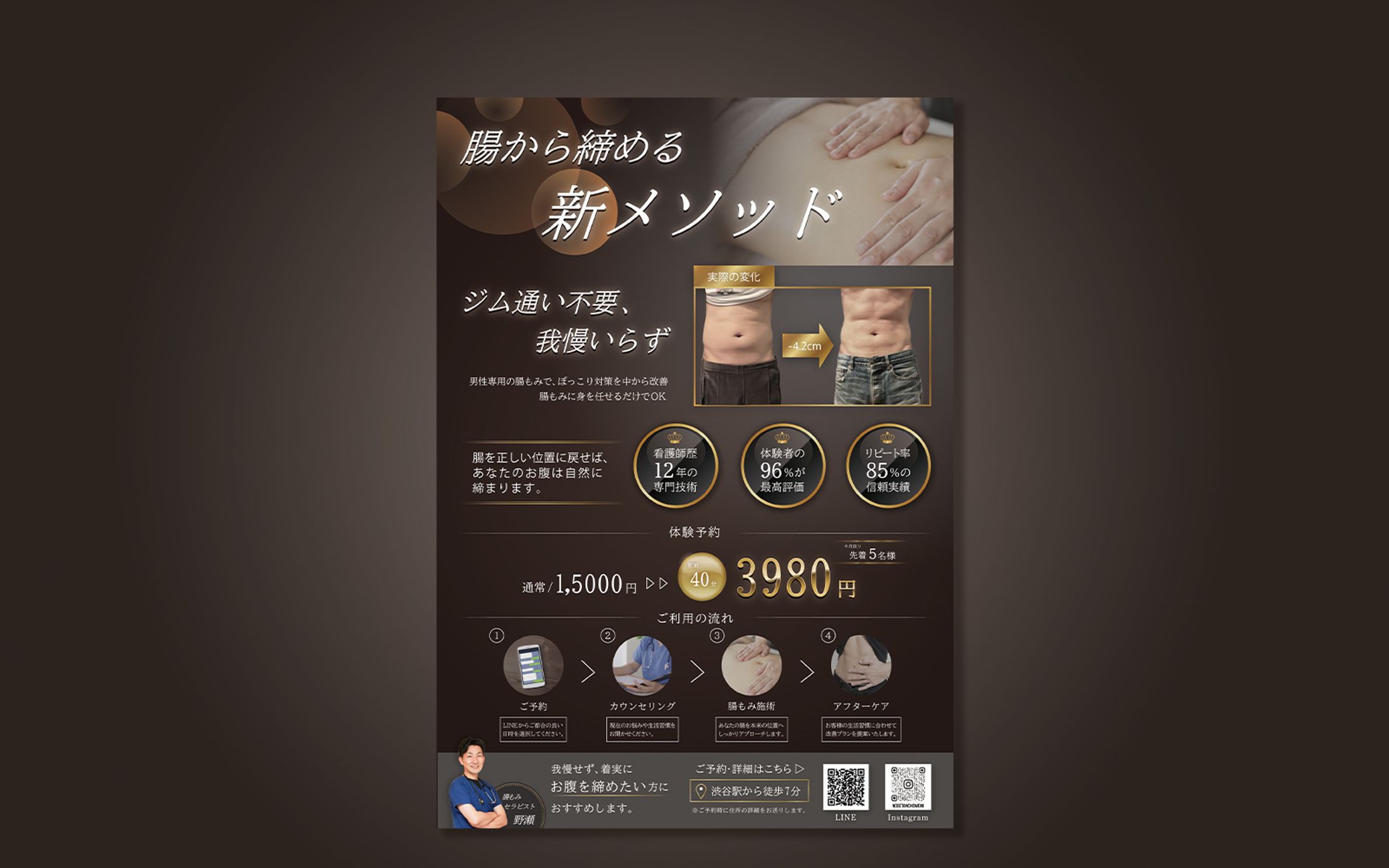 男性向け腸もみサロンの告知チラシ-1