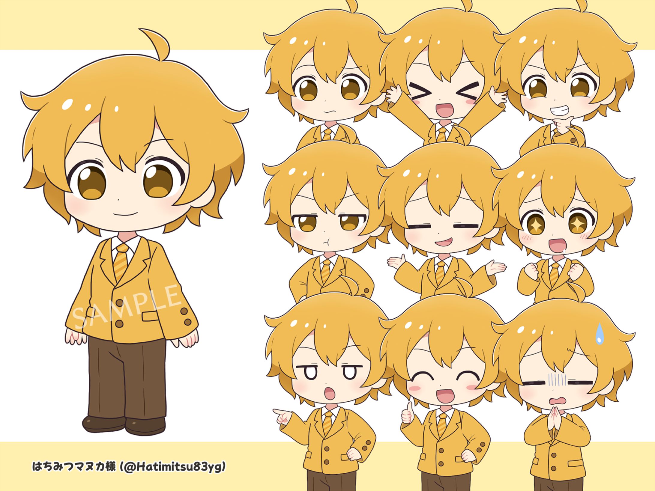 【はちみつマヌカ様】キャラデザ・表情差分立ち絵-1