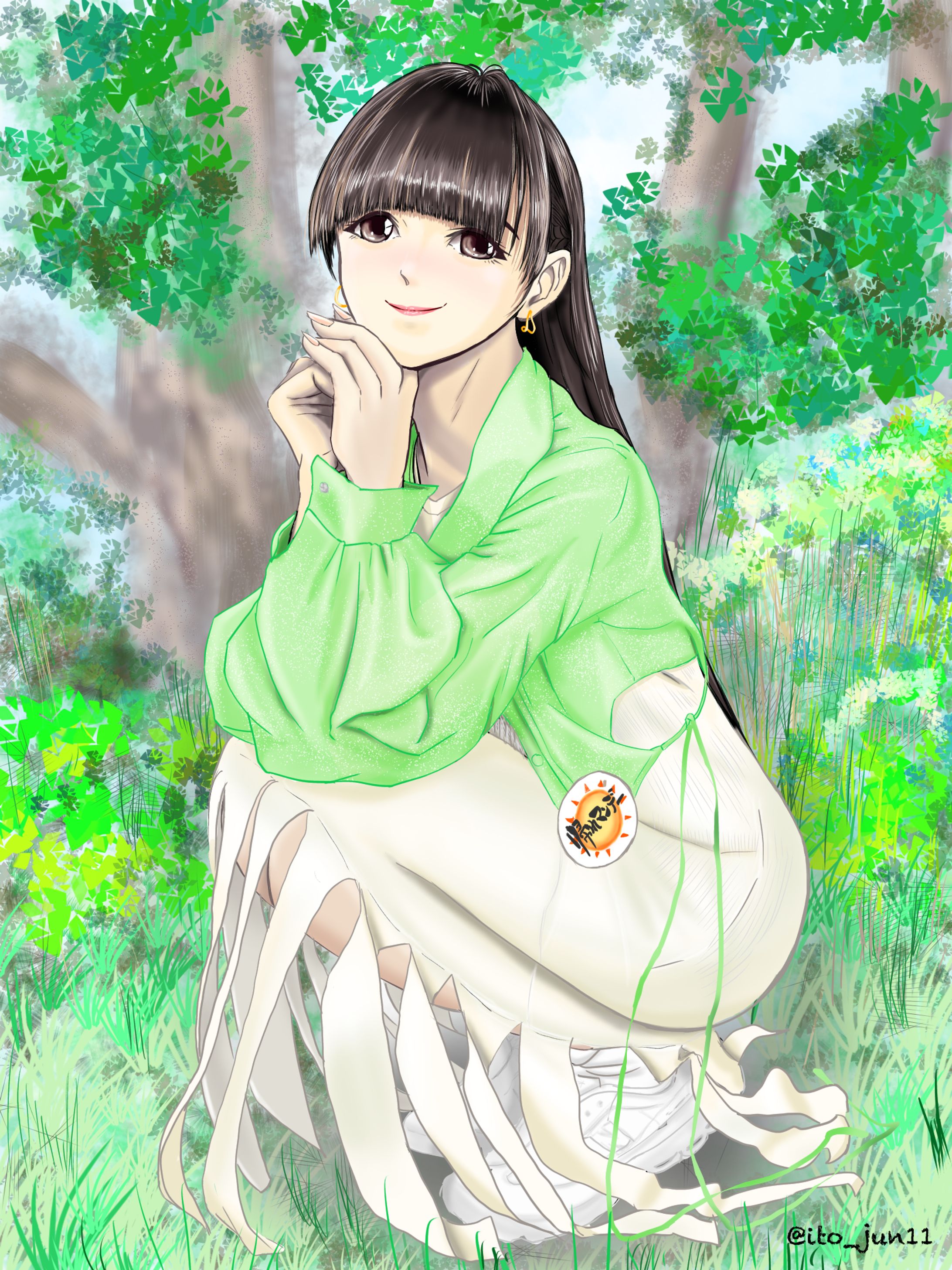 アニメ寄り作例(全身＋背景)-1