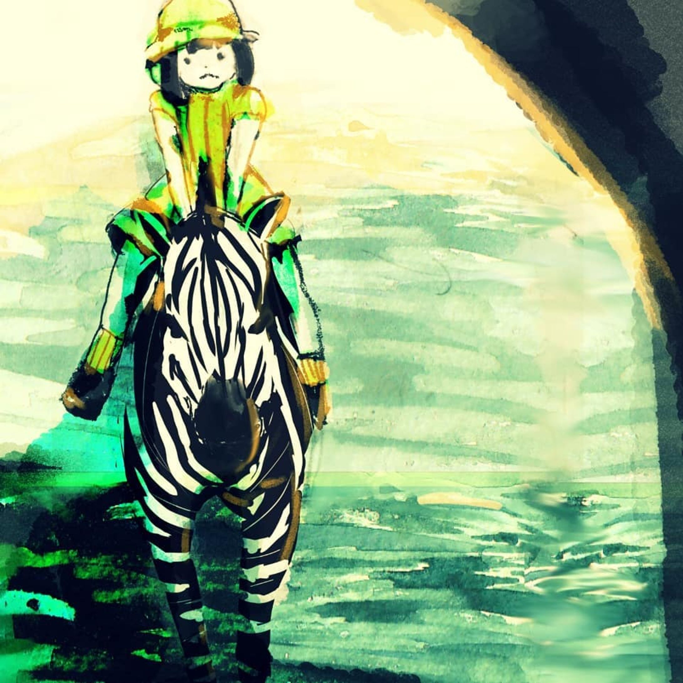 シマウマは水場がすき

#絵本作家になりたい
#イラスト
#イラストレーション
#絵本
#水彩
#シマウマ
#drawing 
#painting 
#clipstudio-1