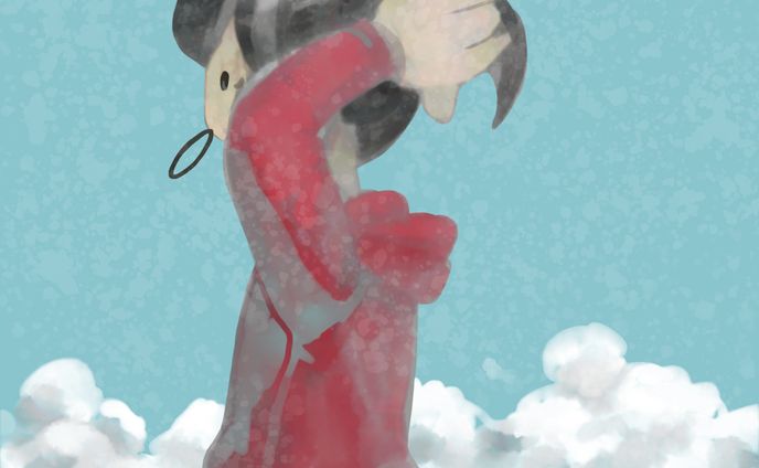 髪をむずぶ女の子