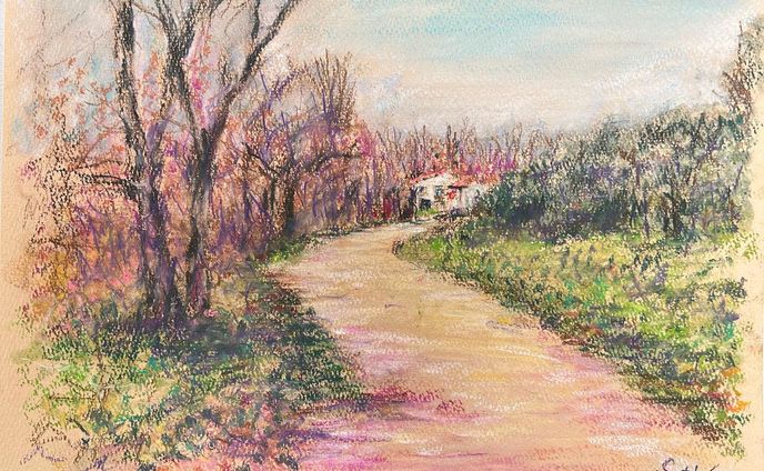 風景画
ソフトパステル　Museパステル紙　F4

#パステル #パステル画 #ソフトパステル #pastel #pastelpainting #pastelart 
#風景画 #リヨン #landscape #lyon
