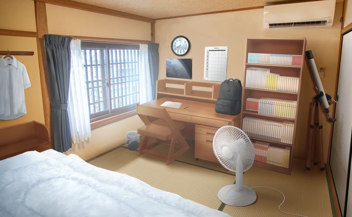 背景差分 主人公の部屋 朝