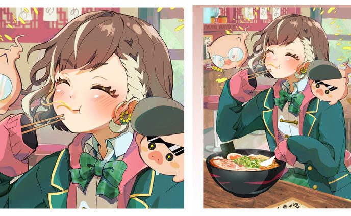 【お仕事】葵木ひお様ラーメンデートイラスト
