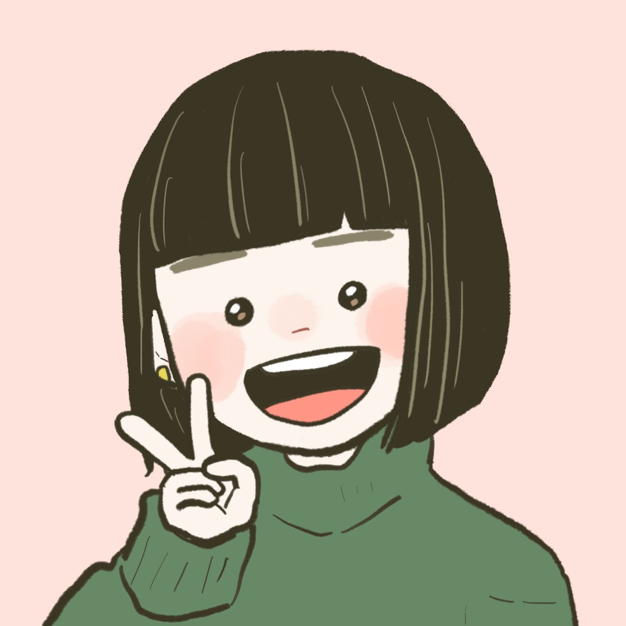 ピースをする女の子-1