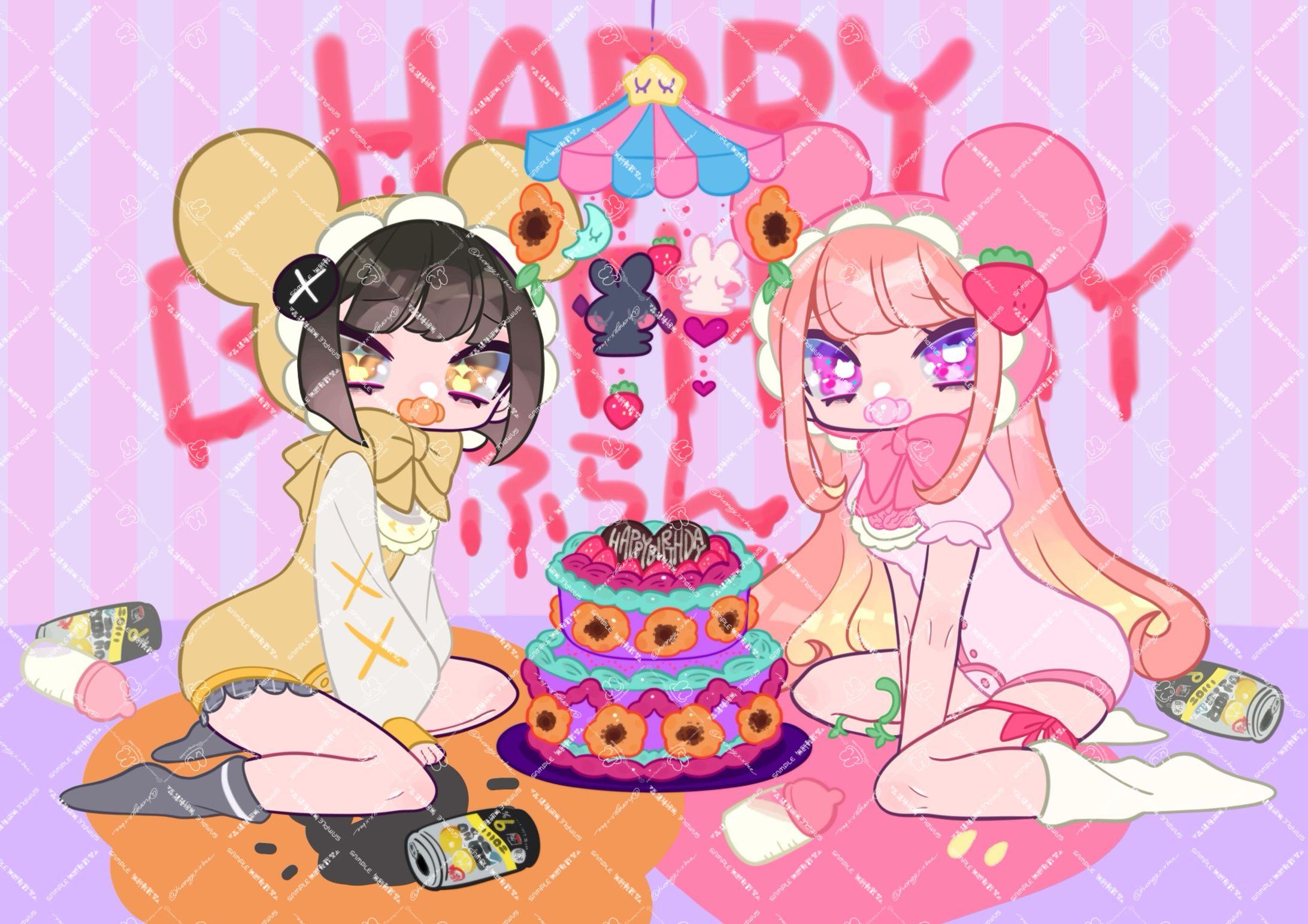 君野りるる様  来夢ふらん様のお誕生日イラスト-1
