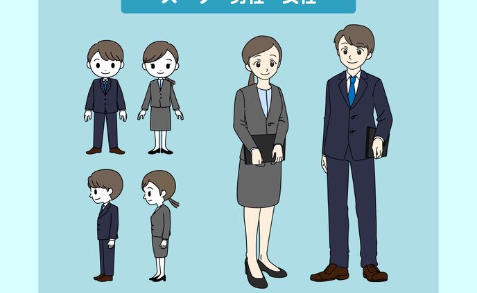 人物イラスト（スーツ男性・女性）