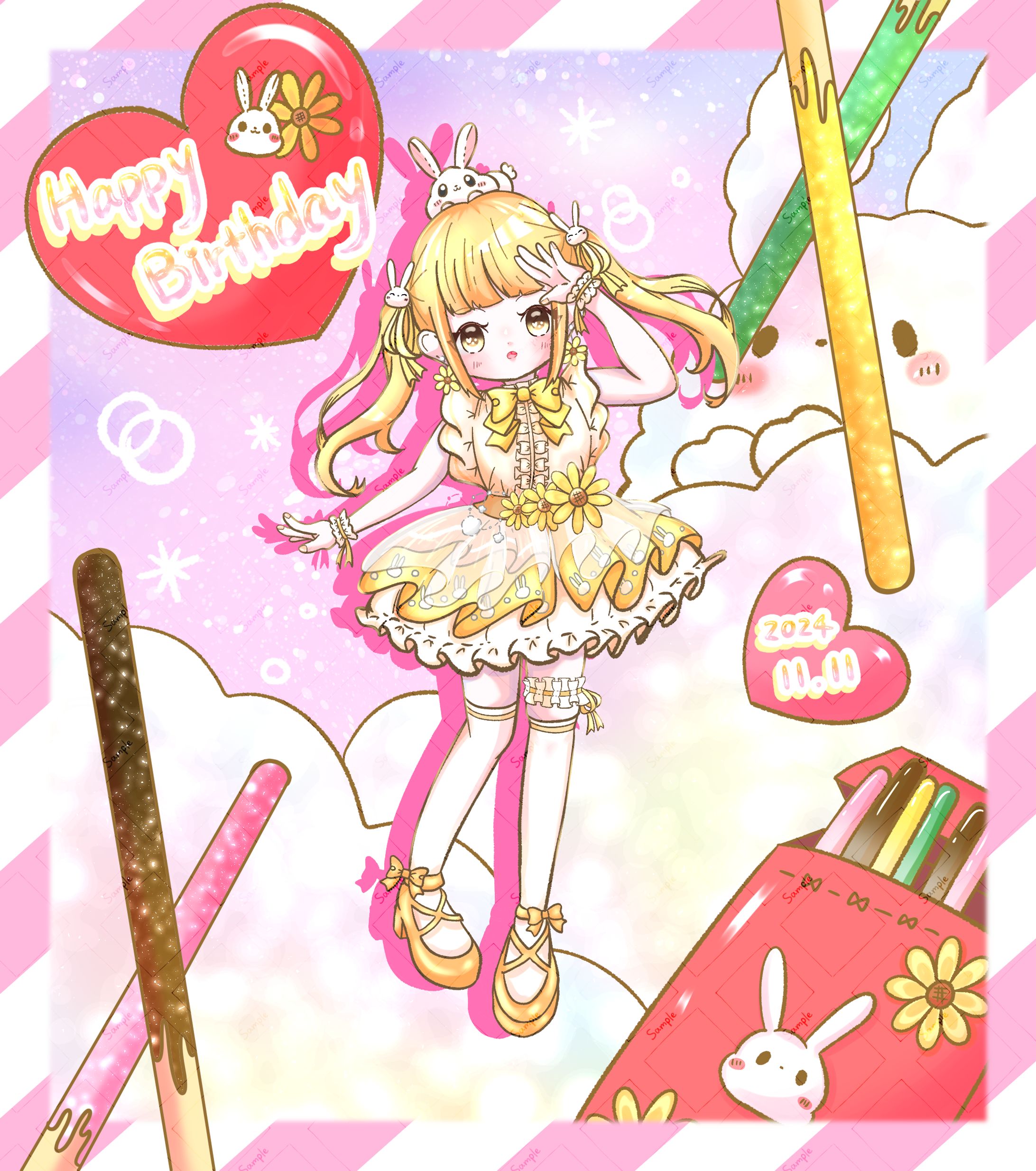 VTuber 日菜ひな乃様  誕生日グッズ用イラスト-1