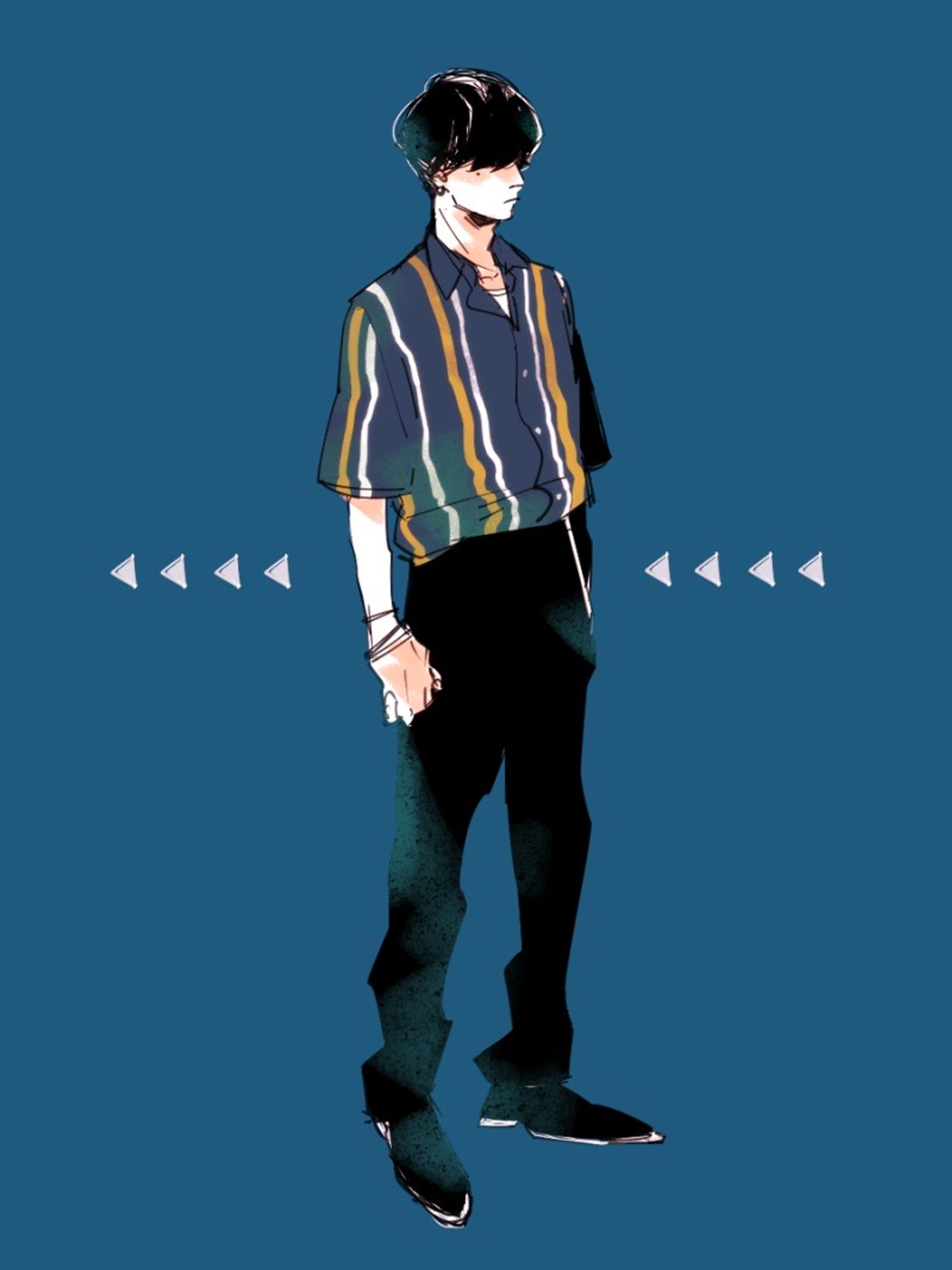 黒髪男子 × 柄シャツ①-1