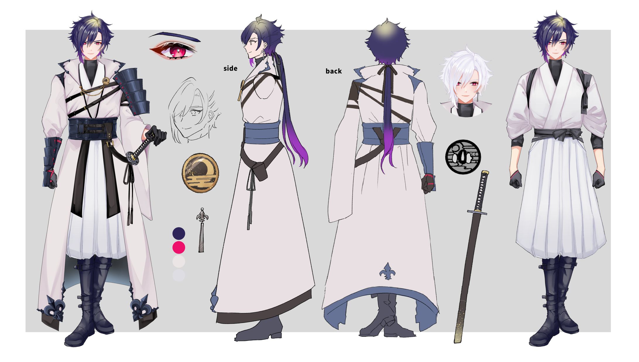 Vtuber 黎義宗光さんLive2Dモデル三面図-1