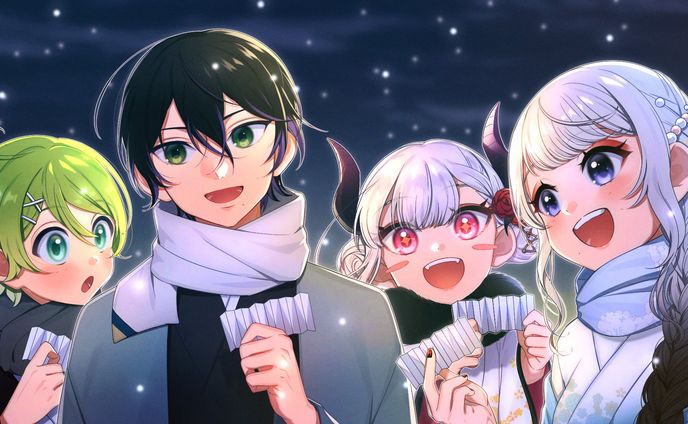 冷蔵子ファミリー集合イラスト