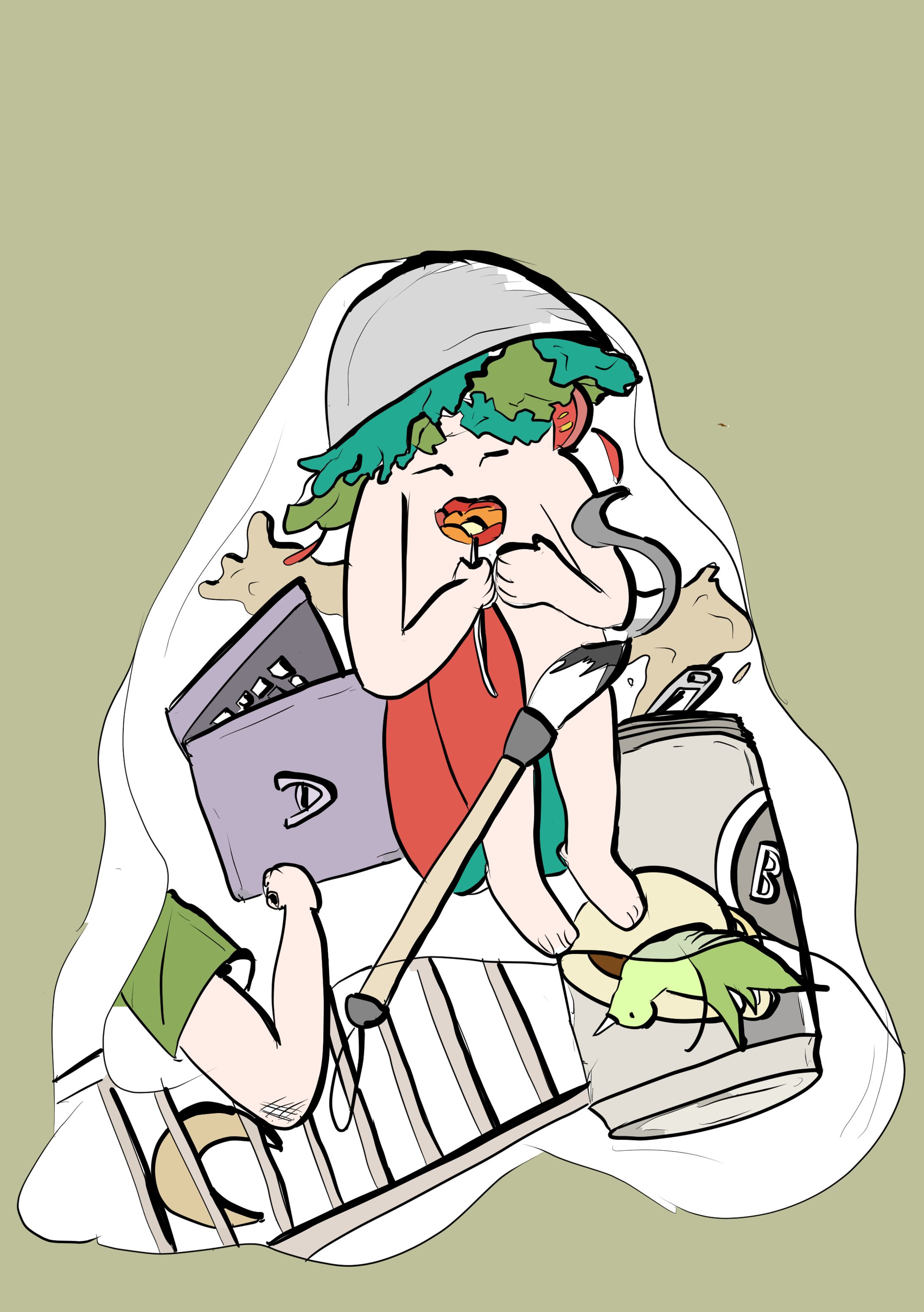 【イラスト】お前はシーツでまとまる-1