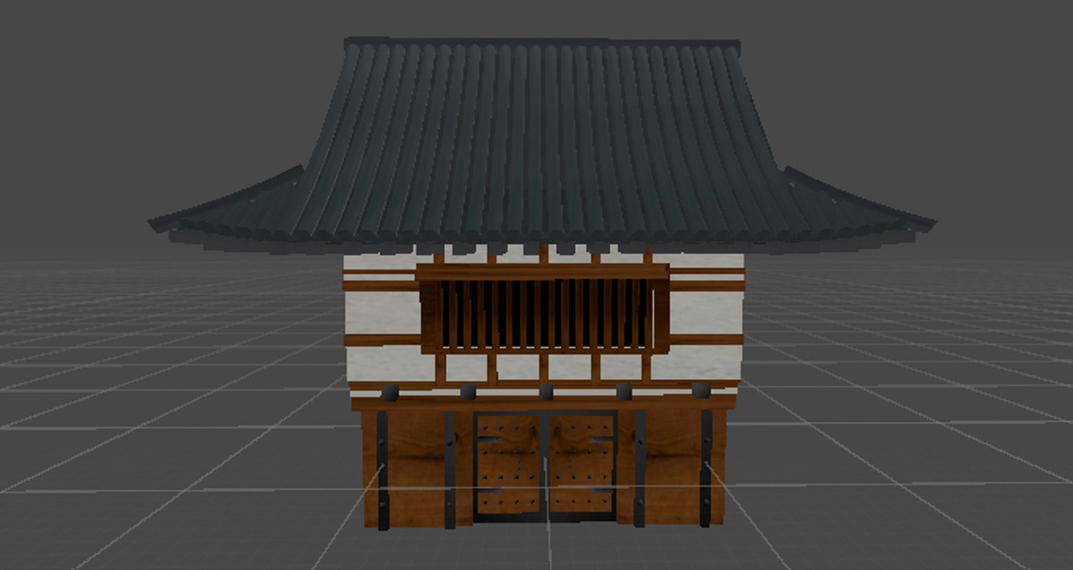 体験者の背後にある入口の門（完成図）