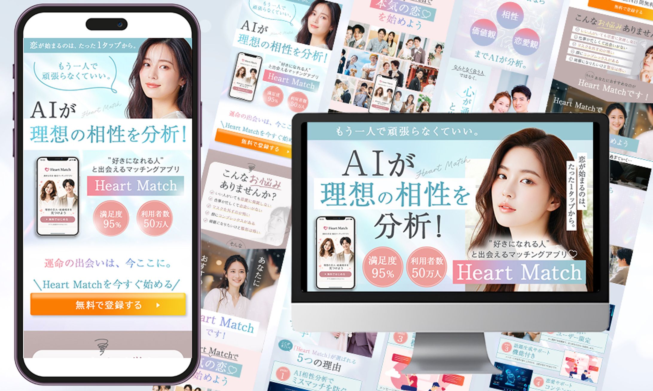マッチングアプリ集客用LP：20〜30代女性向け-1