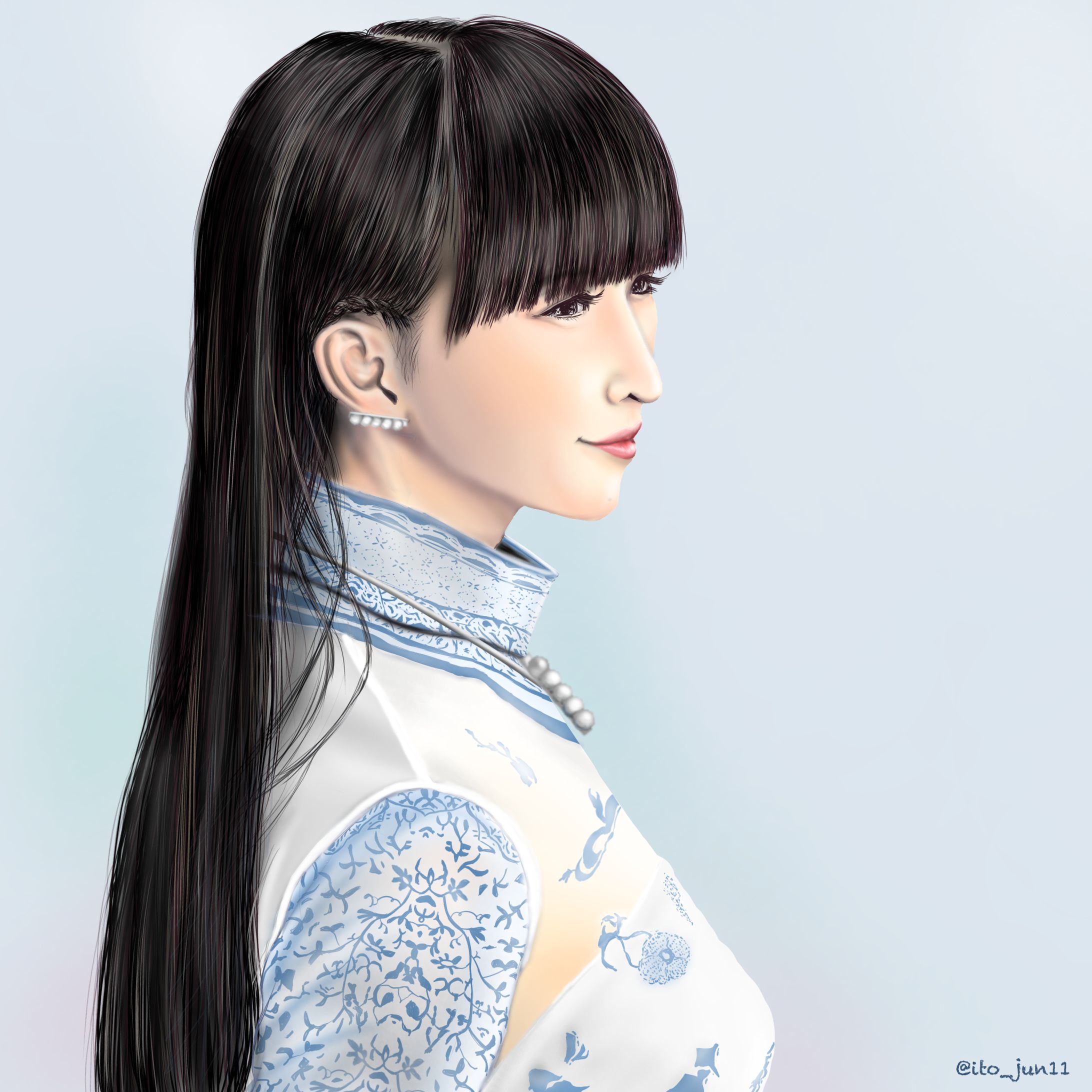 ポートレート作例(リアル描画･ハーフボディ)-1