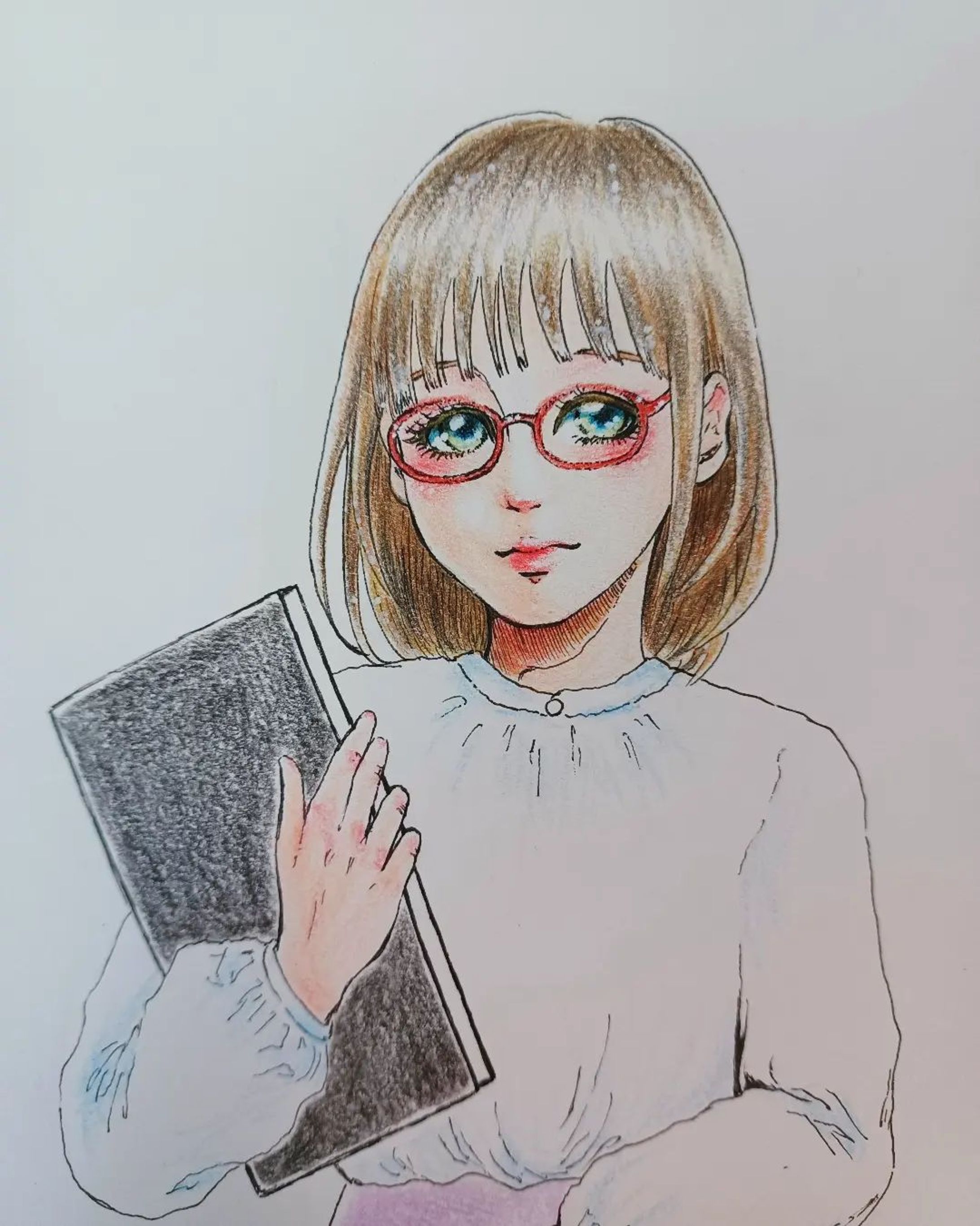 【小野田 咲】と申します。
21歳の女子大生です。
手に持っているのはデカいデスノートではなくスケッチブックです。
どうぞよろしくお願いします。

#創作 
#オリキャラ 
#色鉛筆イラスト 
#眼鏡っ娘 ⁡
⁡#オリジナルキャラクター ⁡
⁡#drawing ⁡
⁡#illustration ⁡
⁡#創作女子 ⁡
⁡#アナログ絵-1
