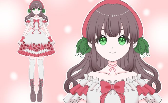いちごモチーフの女の子【パーツ分け済PSD】