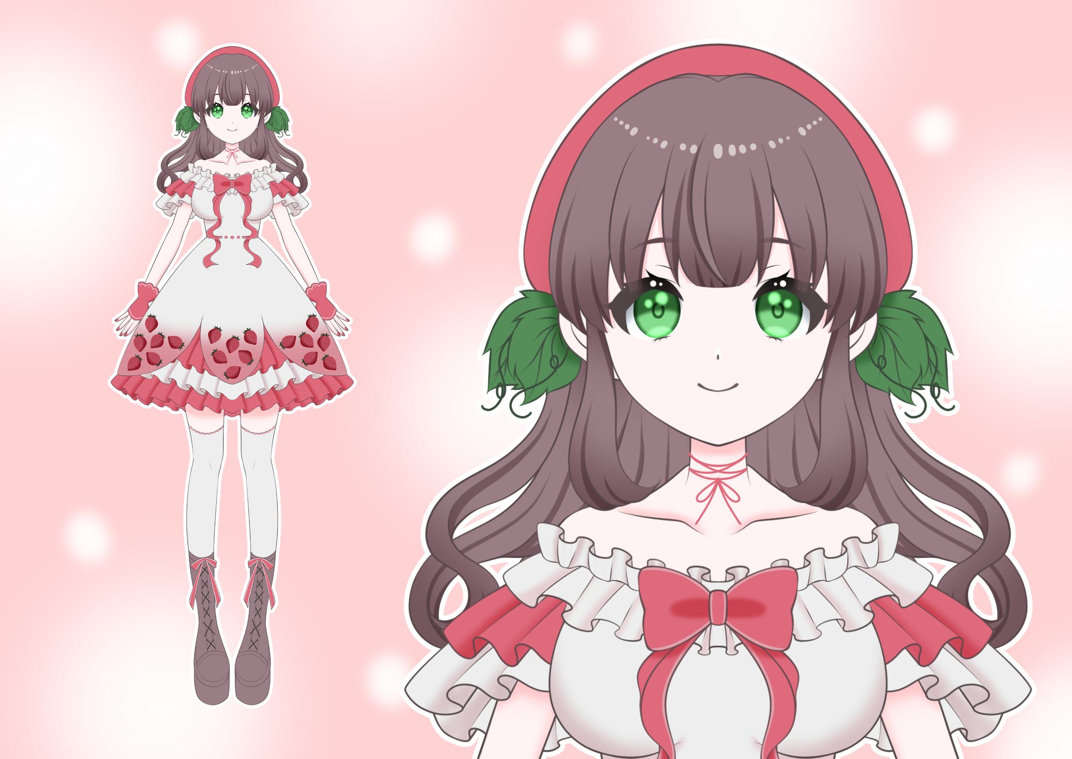 いちごモチーフの女の子【パーツ分け済PSD】-1