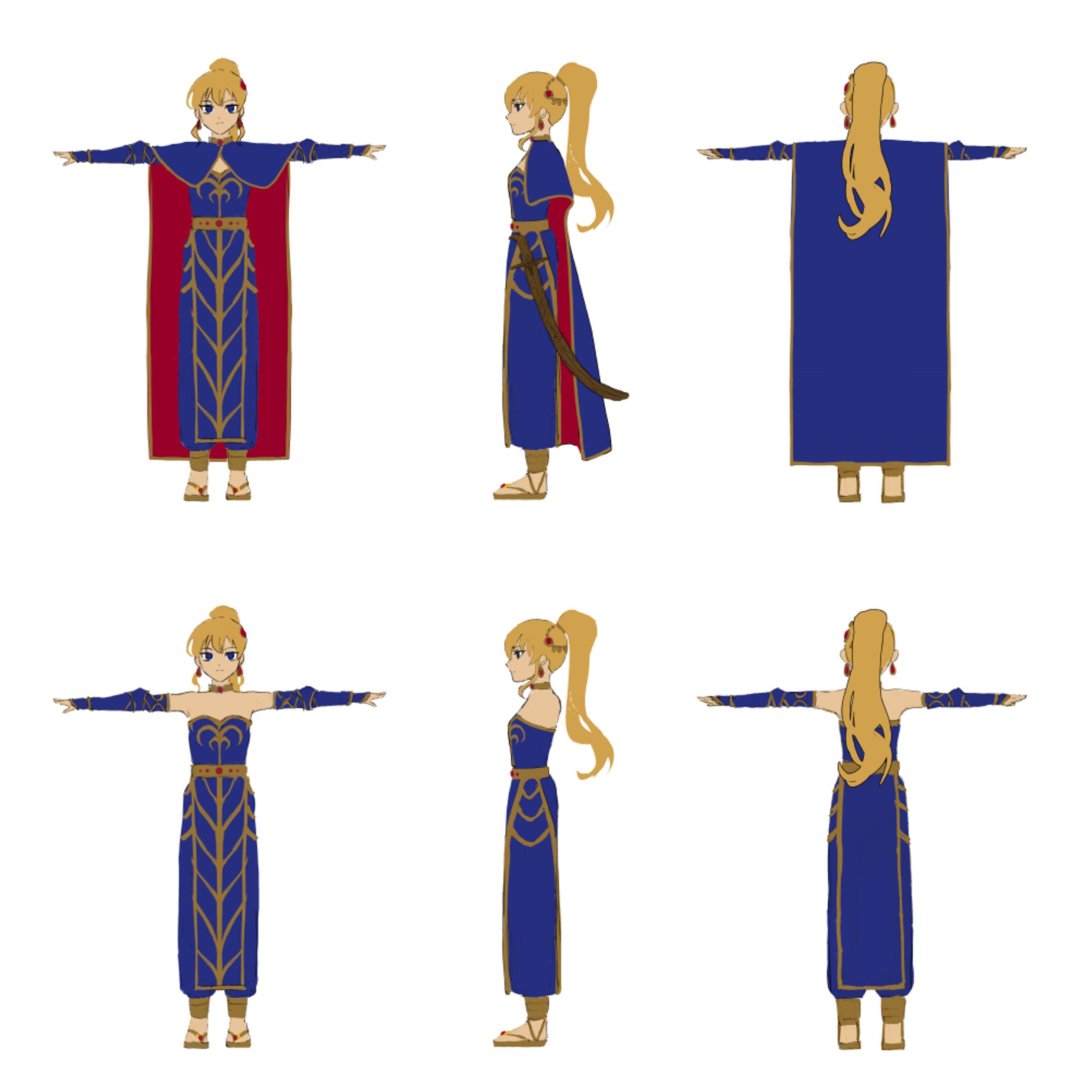 女剣士　三面図（設定画）-1