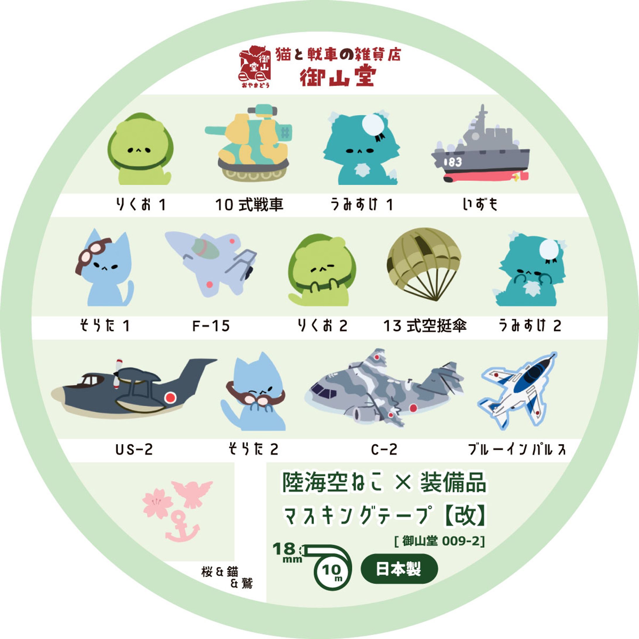 陸海空ねこ×装備品マスキングテープ【改】ラベルデザイン-1