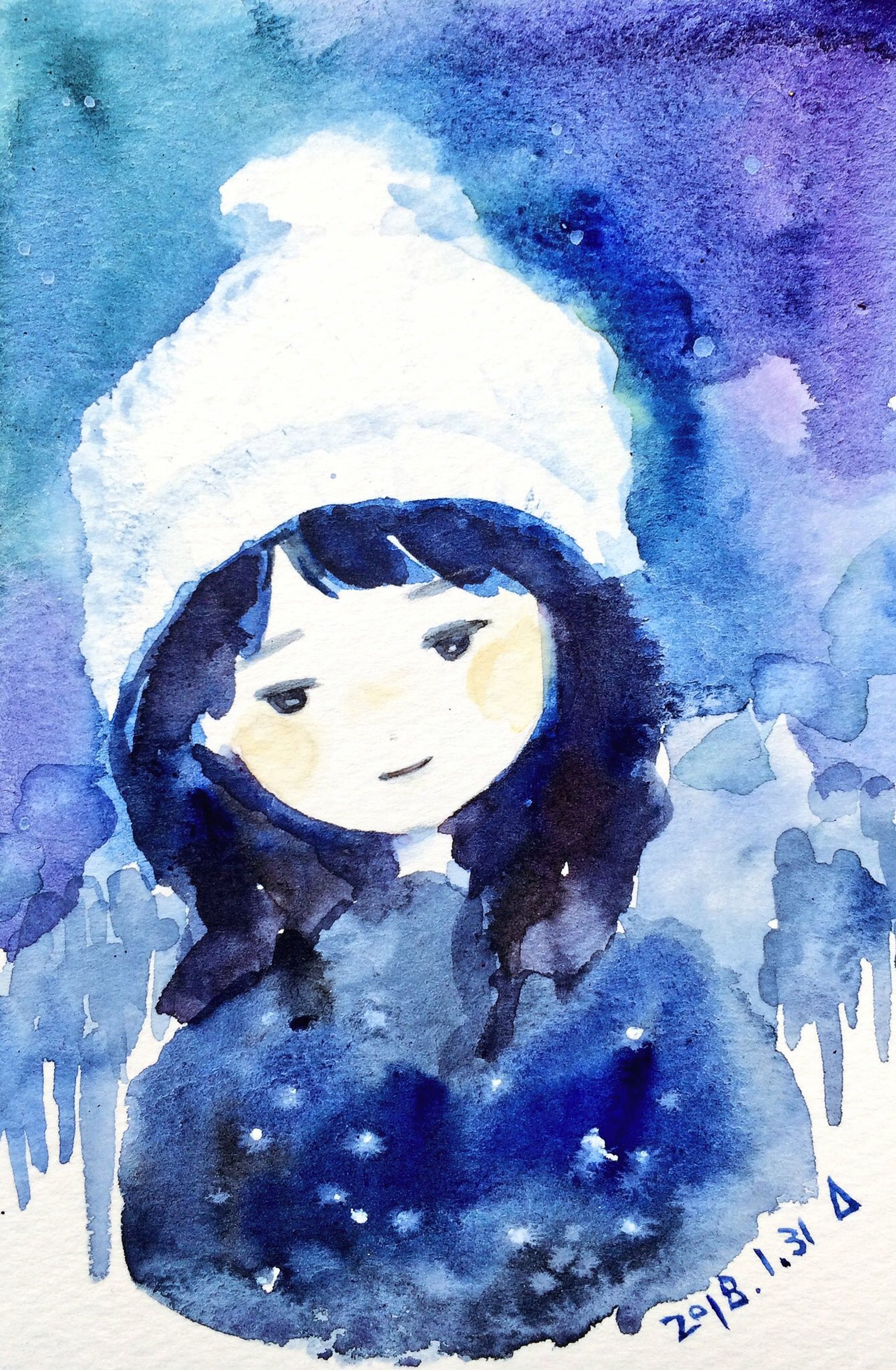 白いニット帽の子-1