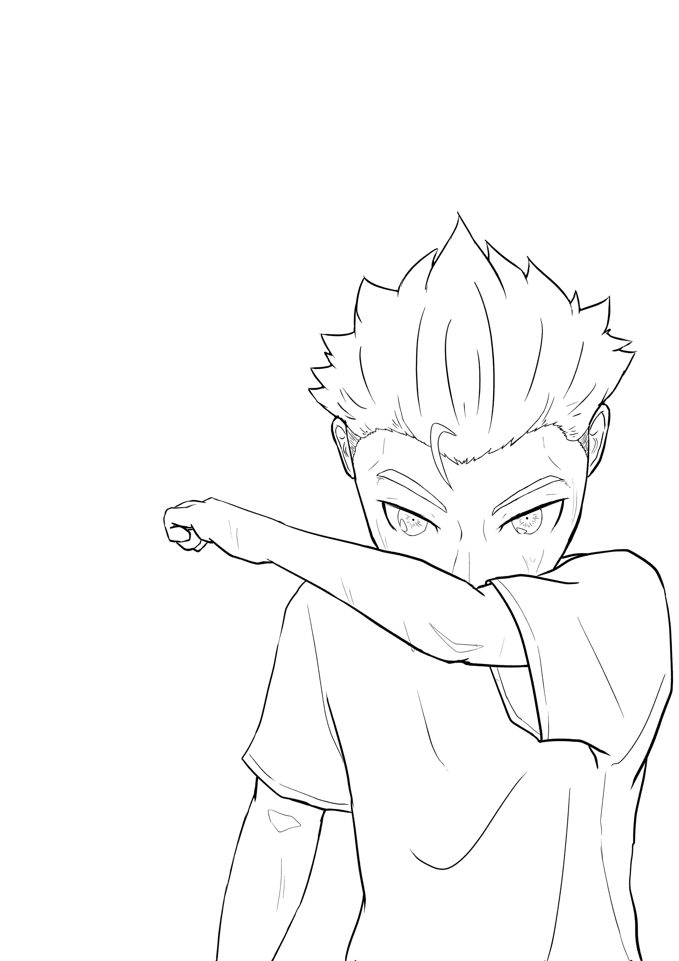 汗をぬぐう少年-1