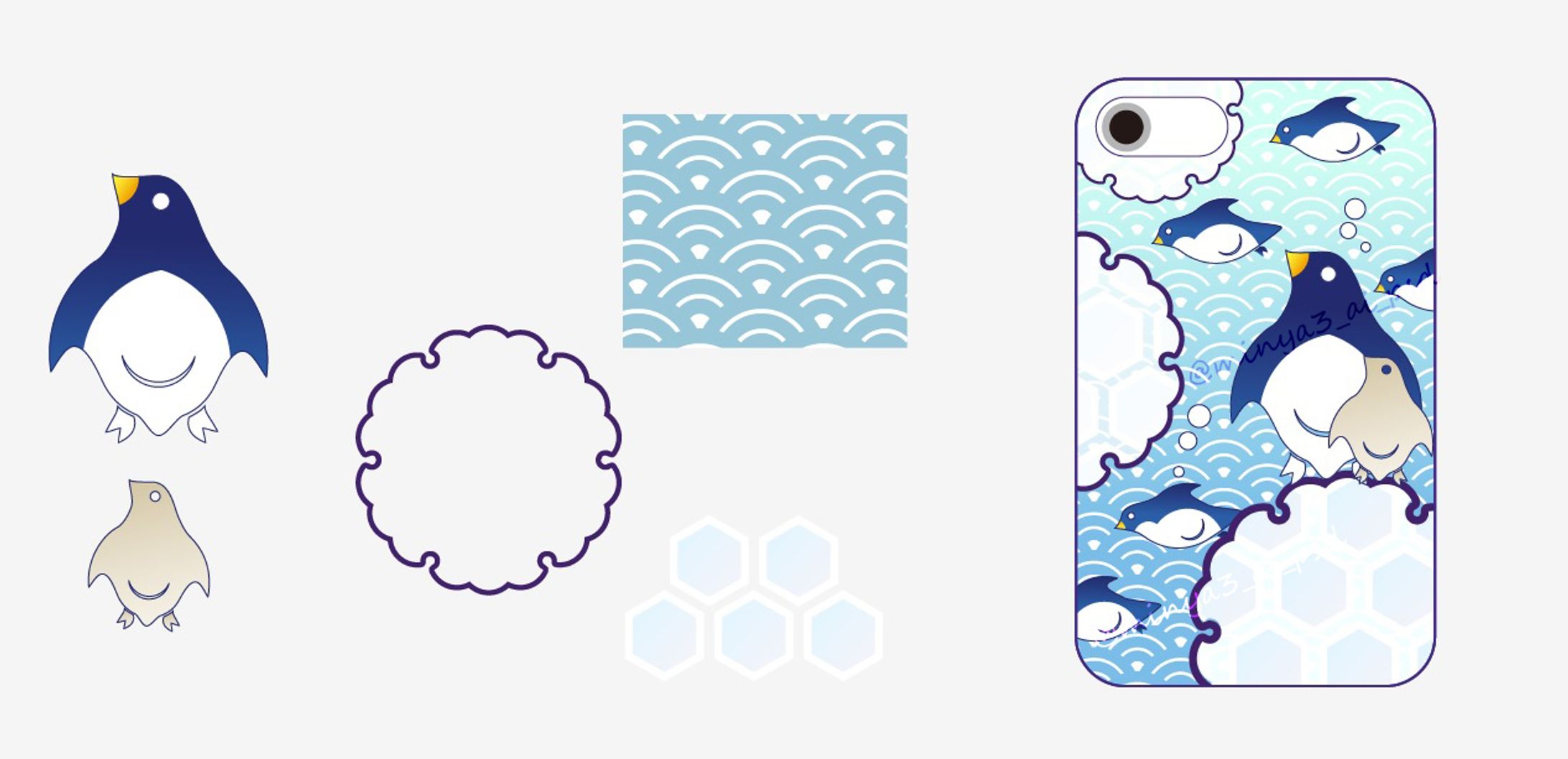 人鳥(ペンギン)文様-1