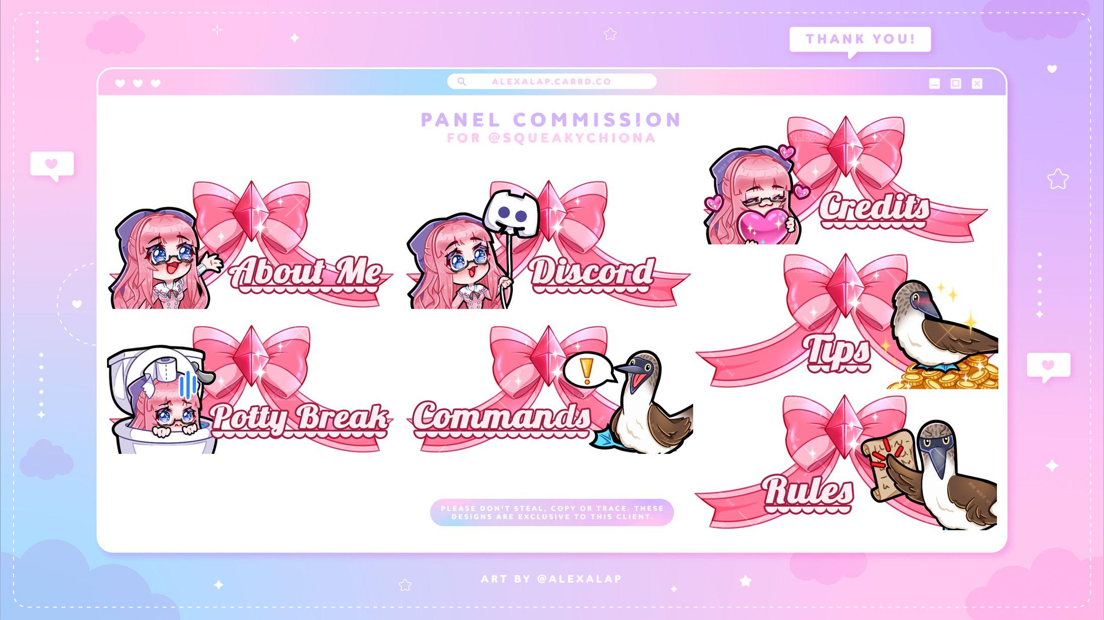 Twitch panels for SqueakyChiona-1