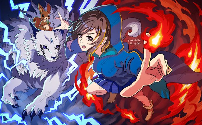 有償ご依頼イラスト「優花とフニオとマロン」 