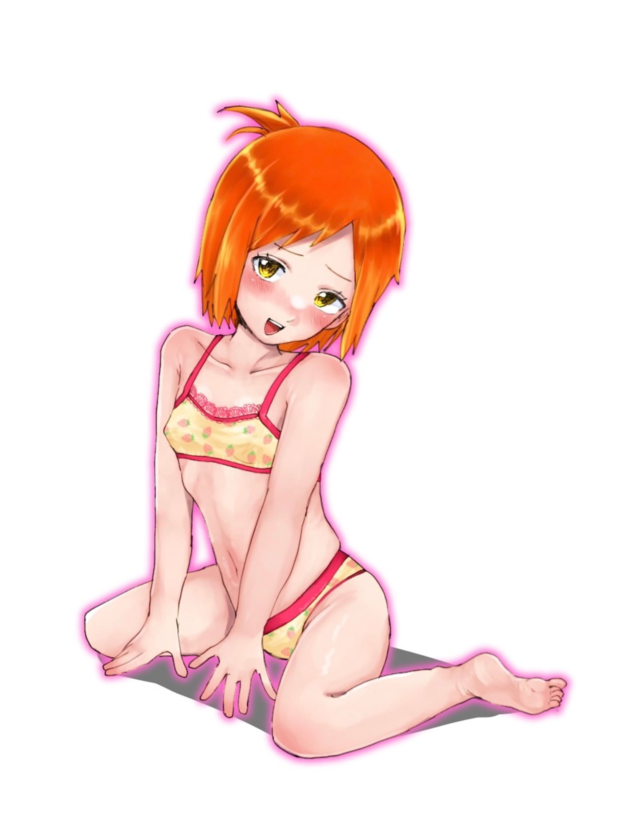 かわいい黄色のいちご下着-1