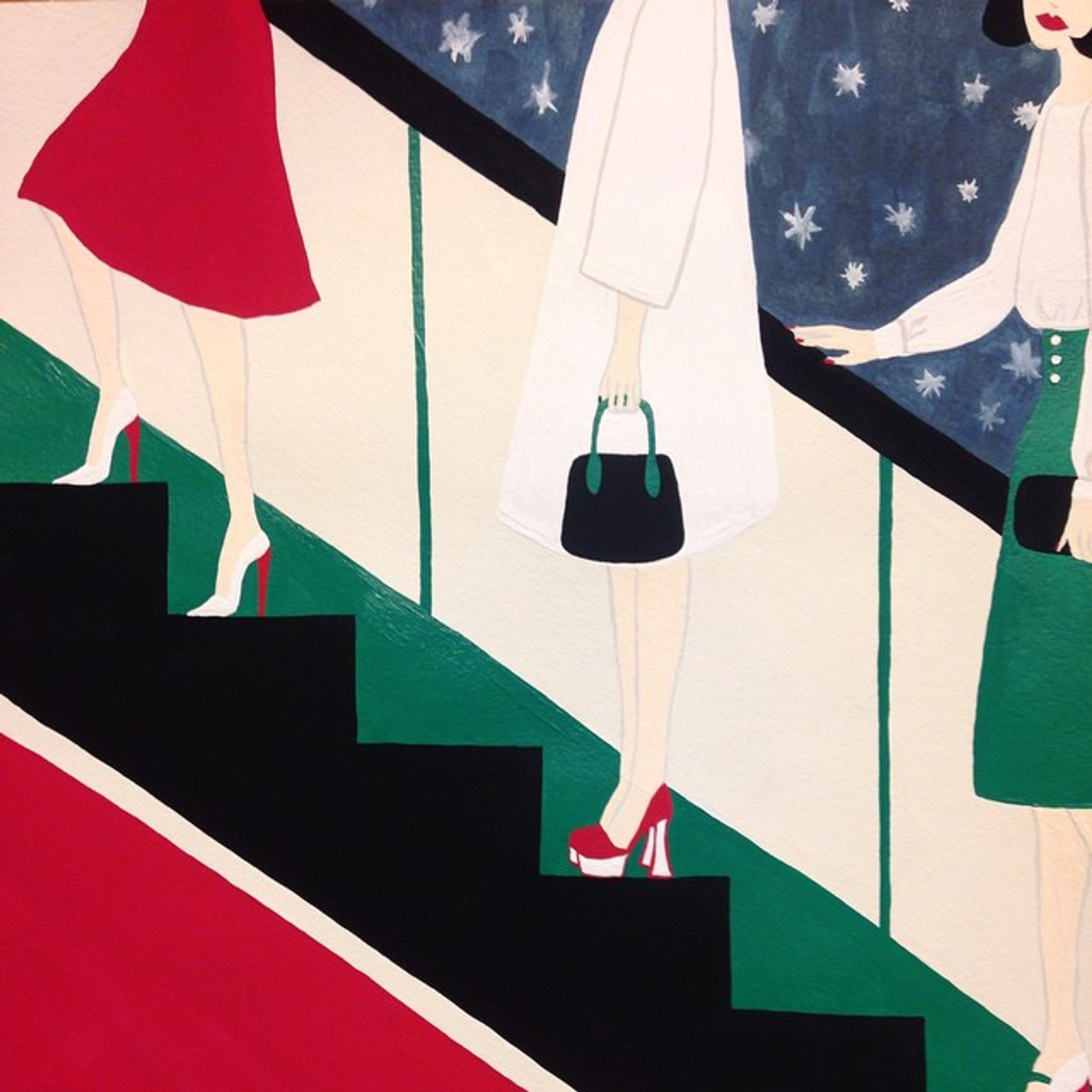 #fashion #escalator #architecture #illustration #illustrator #picture #art #heel #shoes #bag #paris #tokyo #london  #night  #magazine #numero #ginzamagazine #elle #star #dress #coat #女性 #映画 #イラストレーター #東京 #雑誌 #モード #fsellie #絵 #elliekubota-1