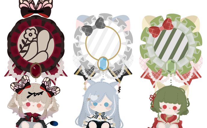 ぬいぐるみ風イラスト+コサージュ
