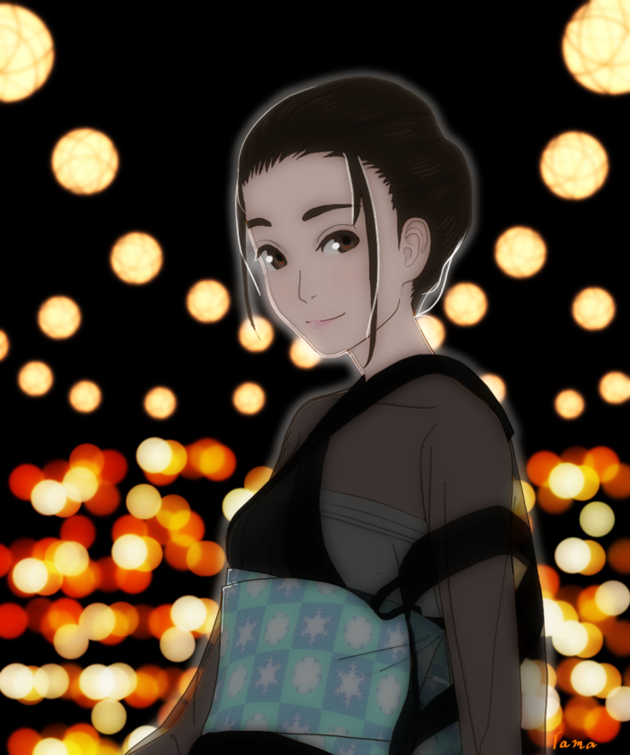 紗の着物の女性-1