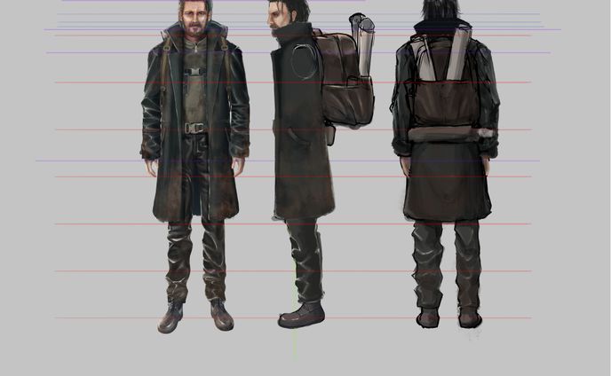 オリジナルキャラクター「ローガン・モリス」三面図