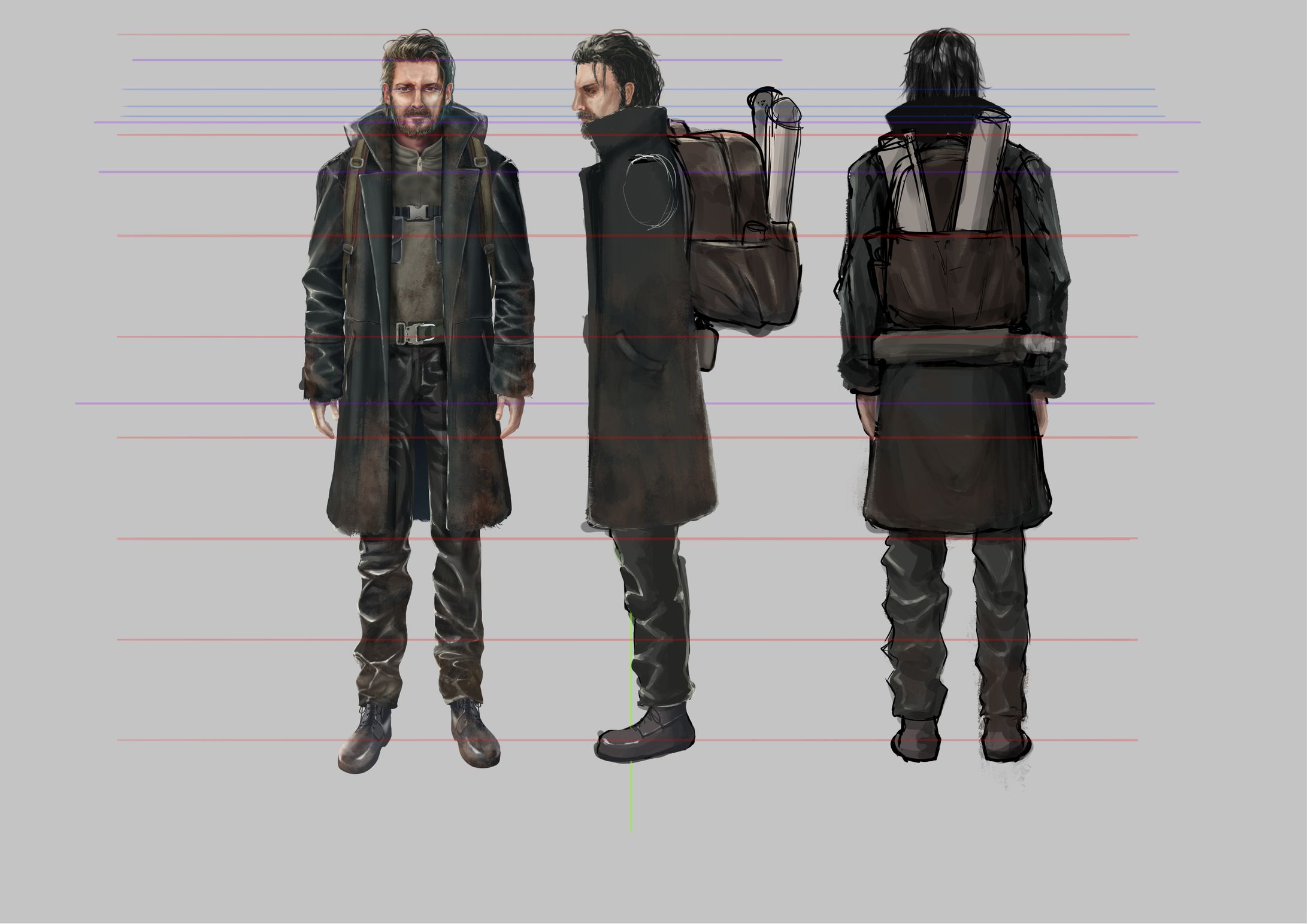 オリジナルキャラクター「ローガン・モリス」三面図-1