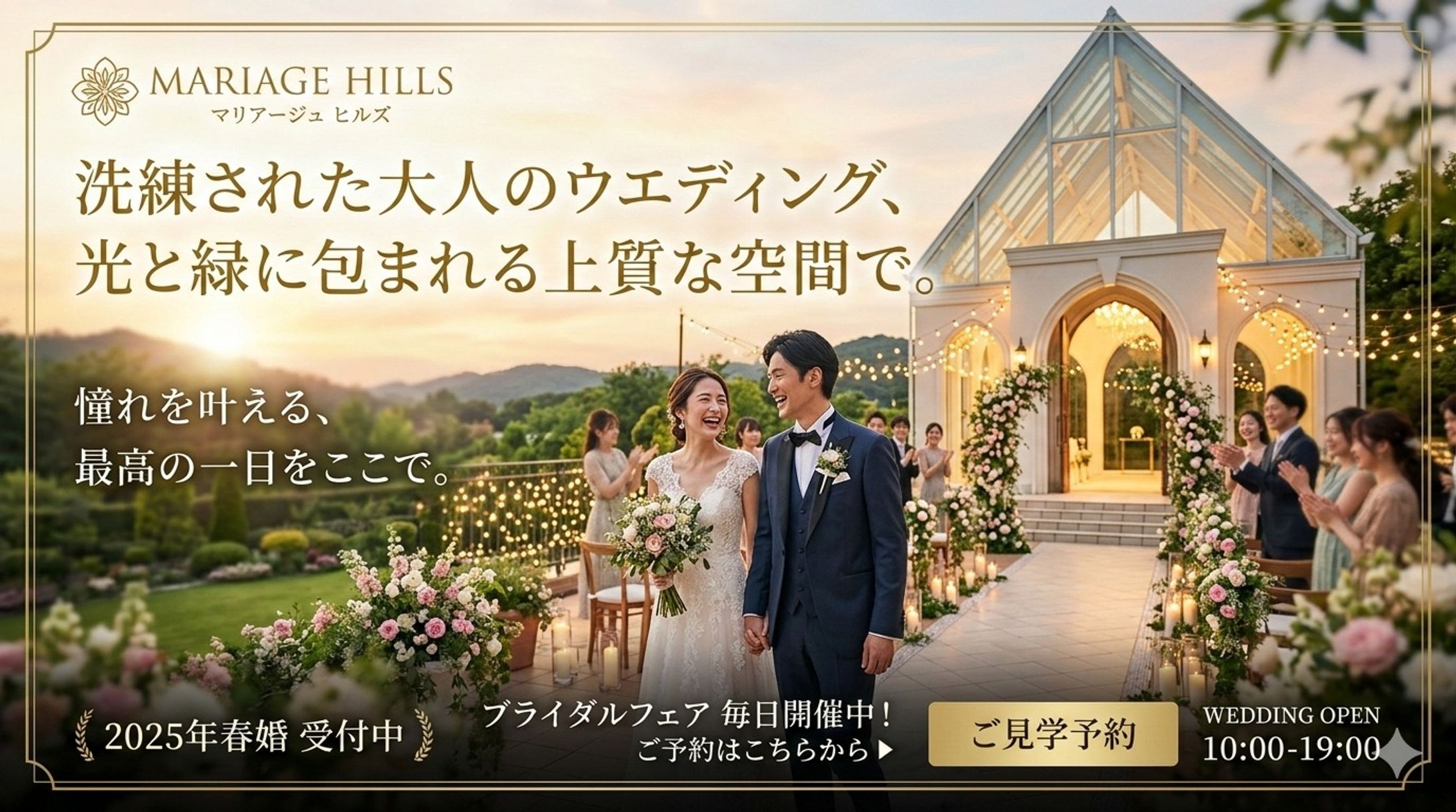 結婚式場「MARIAGE HILLS」来館予約促進バナー（架空）-1
